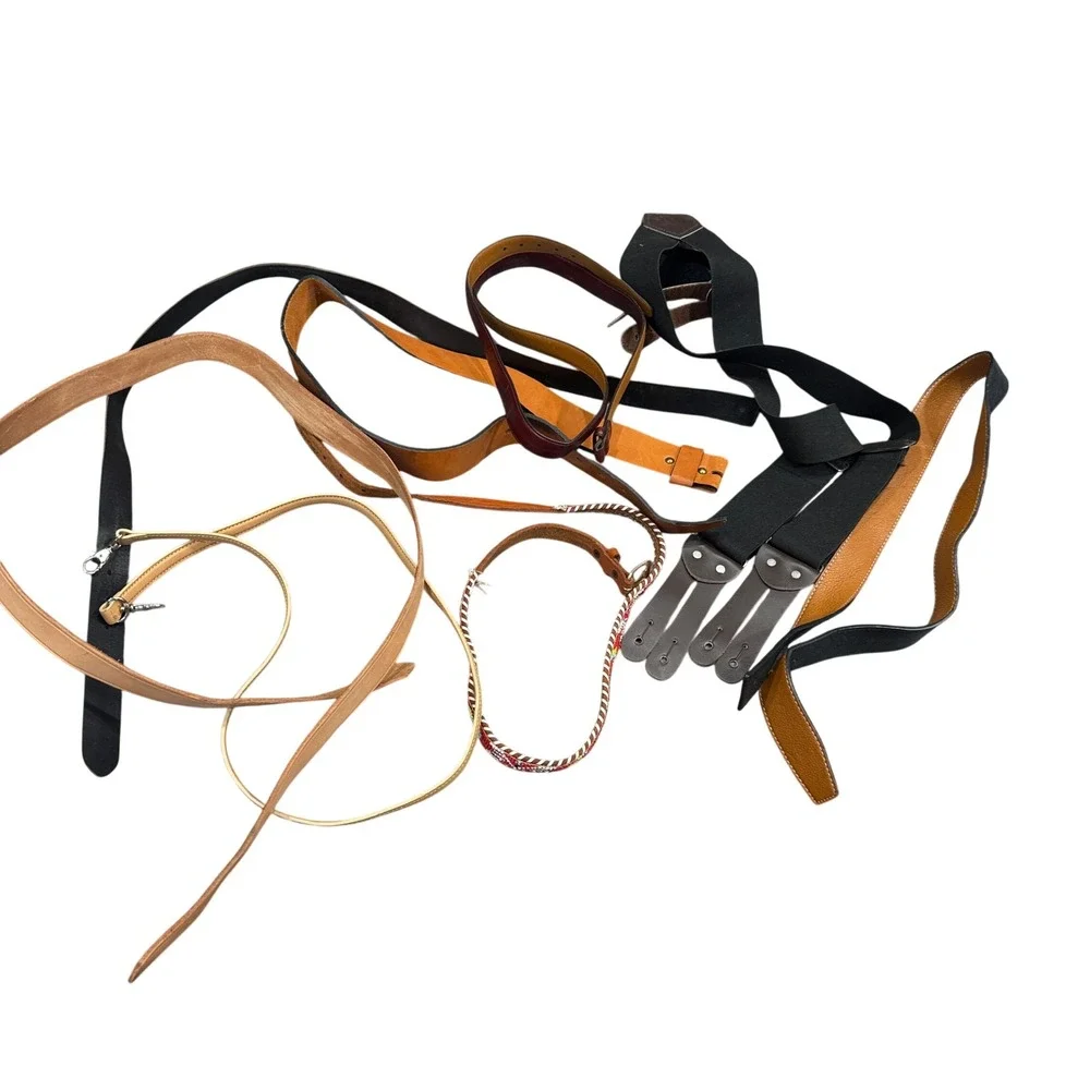 Belt Suspenders Strap Lot Unisex OS Multicolor Good Leather Beaded 8pc